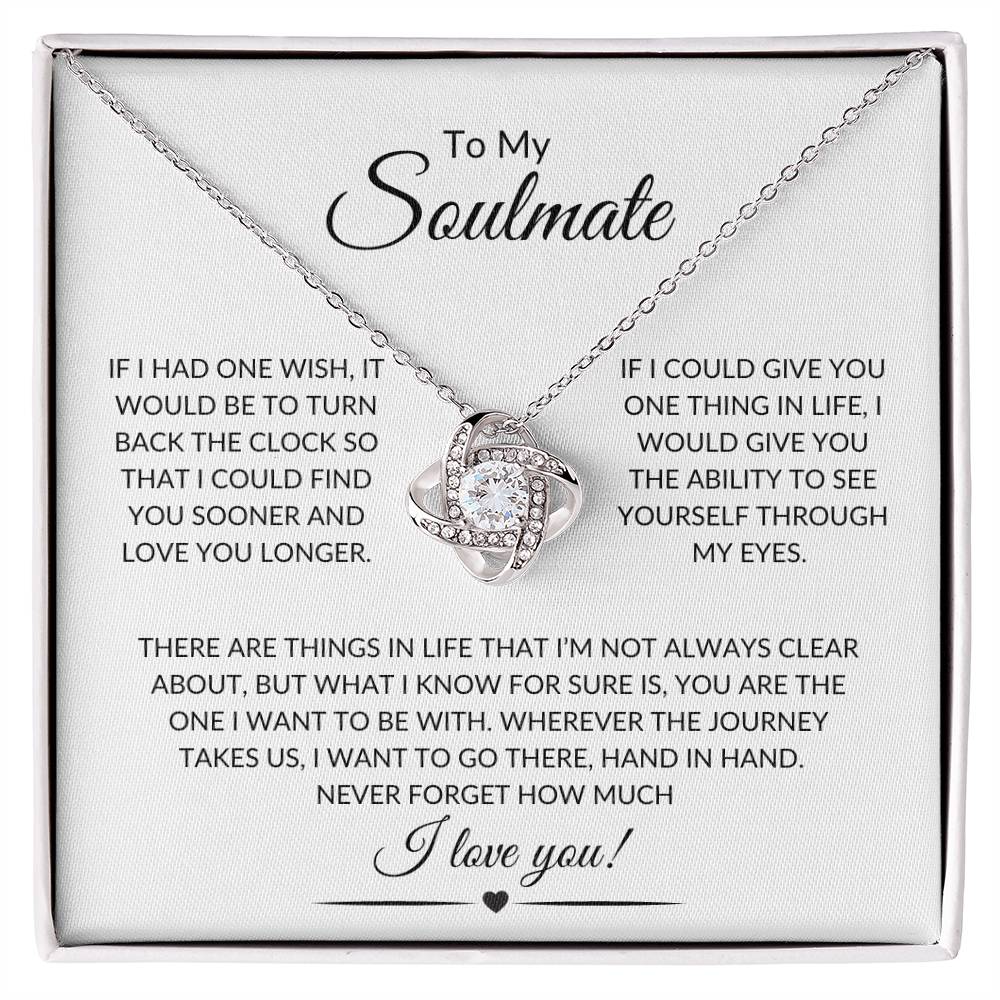 To My Soulmate | Love Knot Necklace - 14K White Gold Finish / Standard Box Shoptopia Jewelry