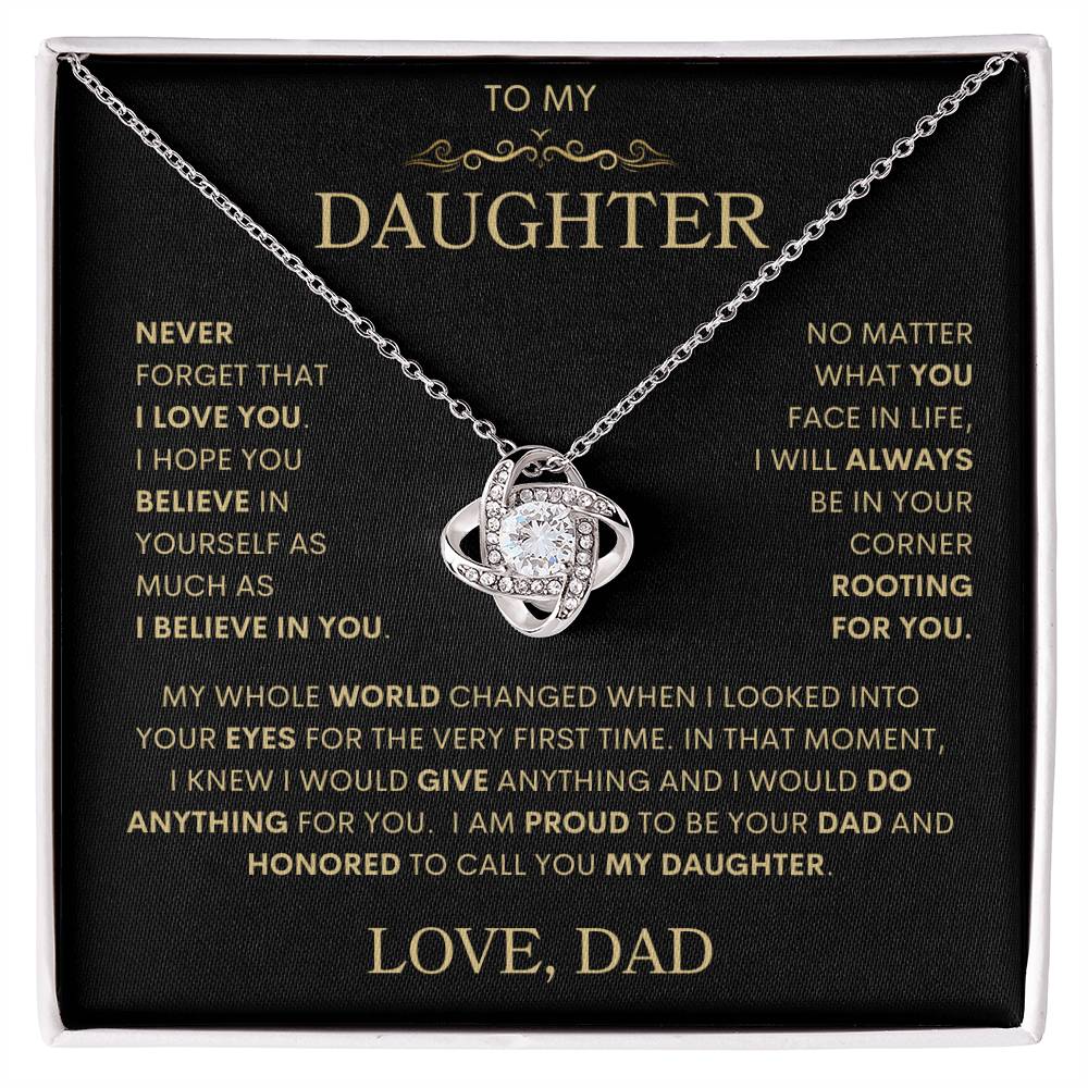 Daughter Love Dad "My Whole World Changed" | Love Knot Necklace