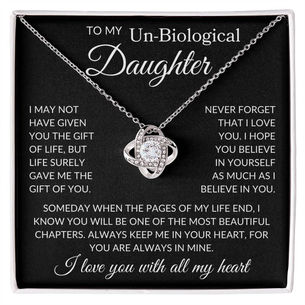 Daughter Un/Non Biological "Gift of You" | Love Knot Necklace - 14K White Gold Finish / Standard Black & White Box Shoptopia Jewelry