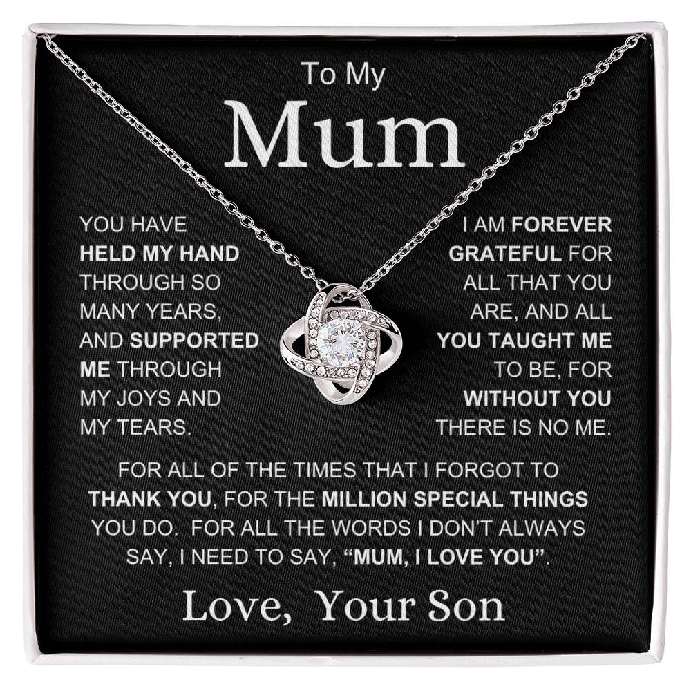 Mum Love Son "Million Special Things" | Love Knot Necklace - 14K White Gold Finish / Standard Box Shoptopia Jewelry