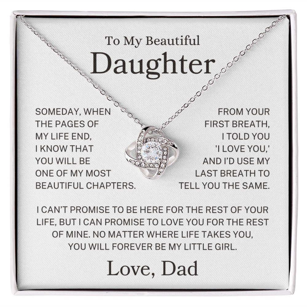 Daughter Love Dad "Forever My Little Girl" | Love Knot Necklace