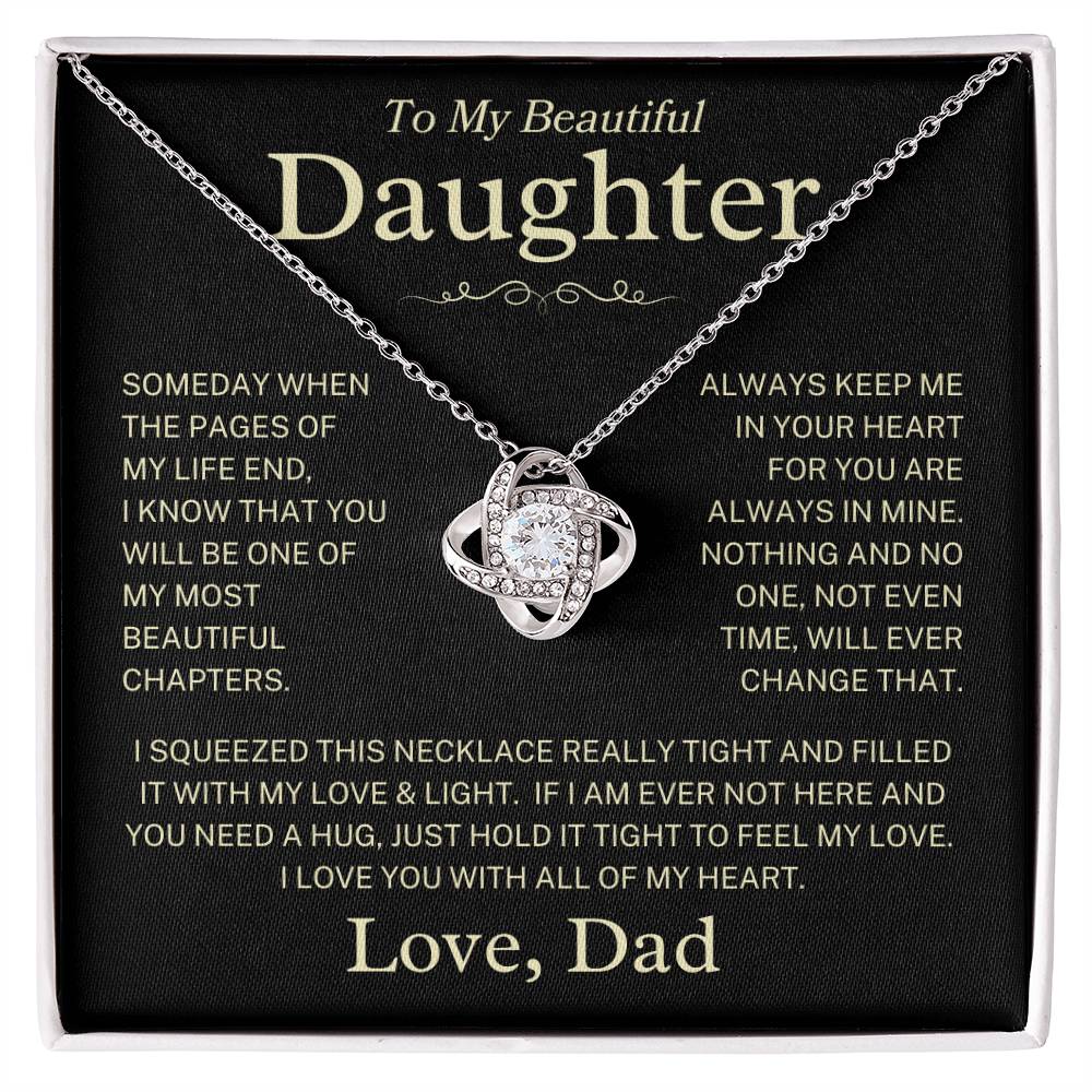 Daughter Love Dad "Beautiful Chapters" Gold | Love Knot Necklace
