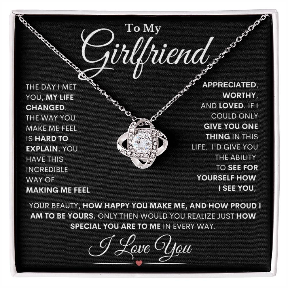 Girlfriend "The Way I See You" | Love Knot Necklace - 14K White Gold Finish / Standard Box Shoptopia Jewelry