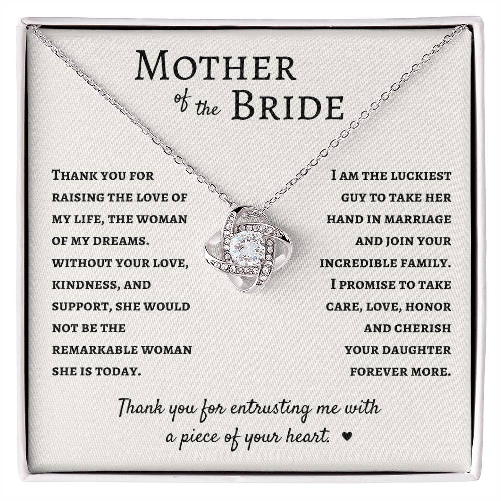 Mother Of the Bride | Love Knot Necklace - 14K White Gold Finish / Standard Box Shoptopia Jewelry