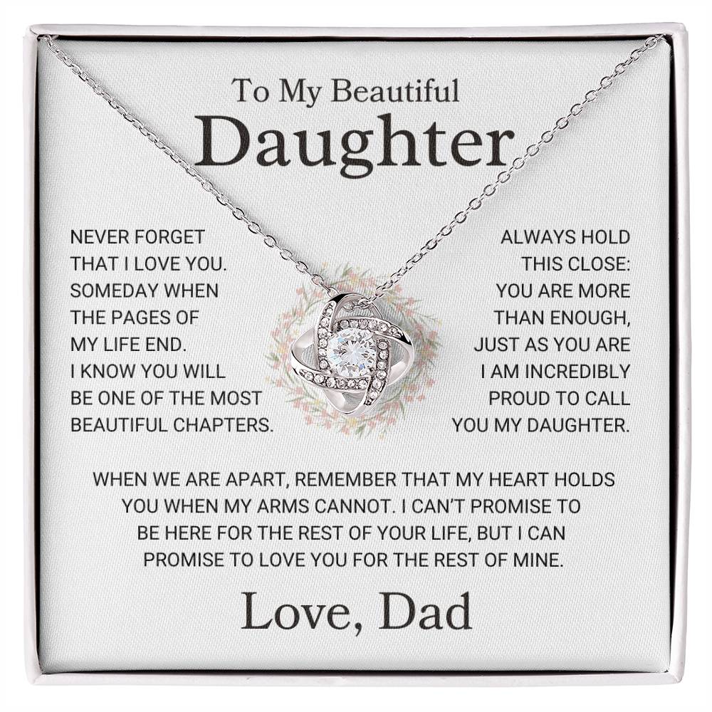 Daughter Love Dad "Just As You Are" | Love Knot Necklace