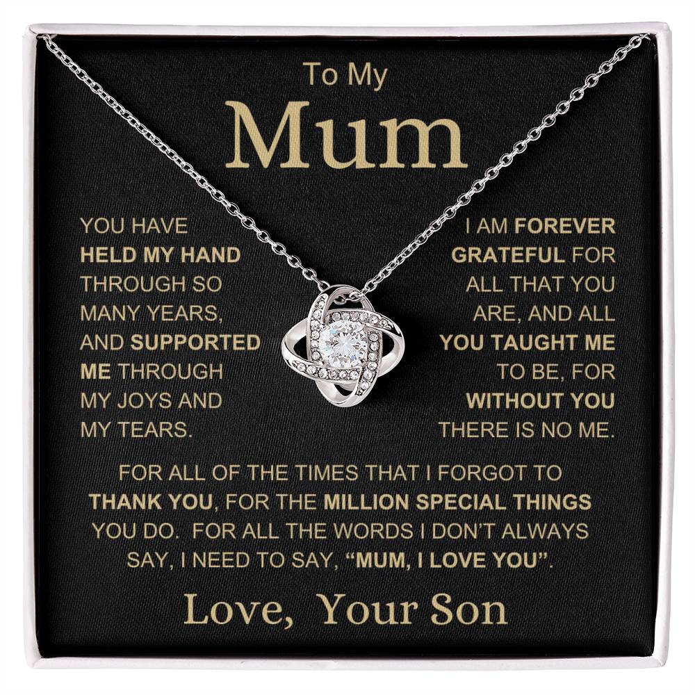 Mum Love Son Gold "Million Special Things" | Love Knot Necklace - 14K White Gold Finish / Standard Box Shoptopia Jewelry
