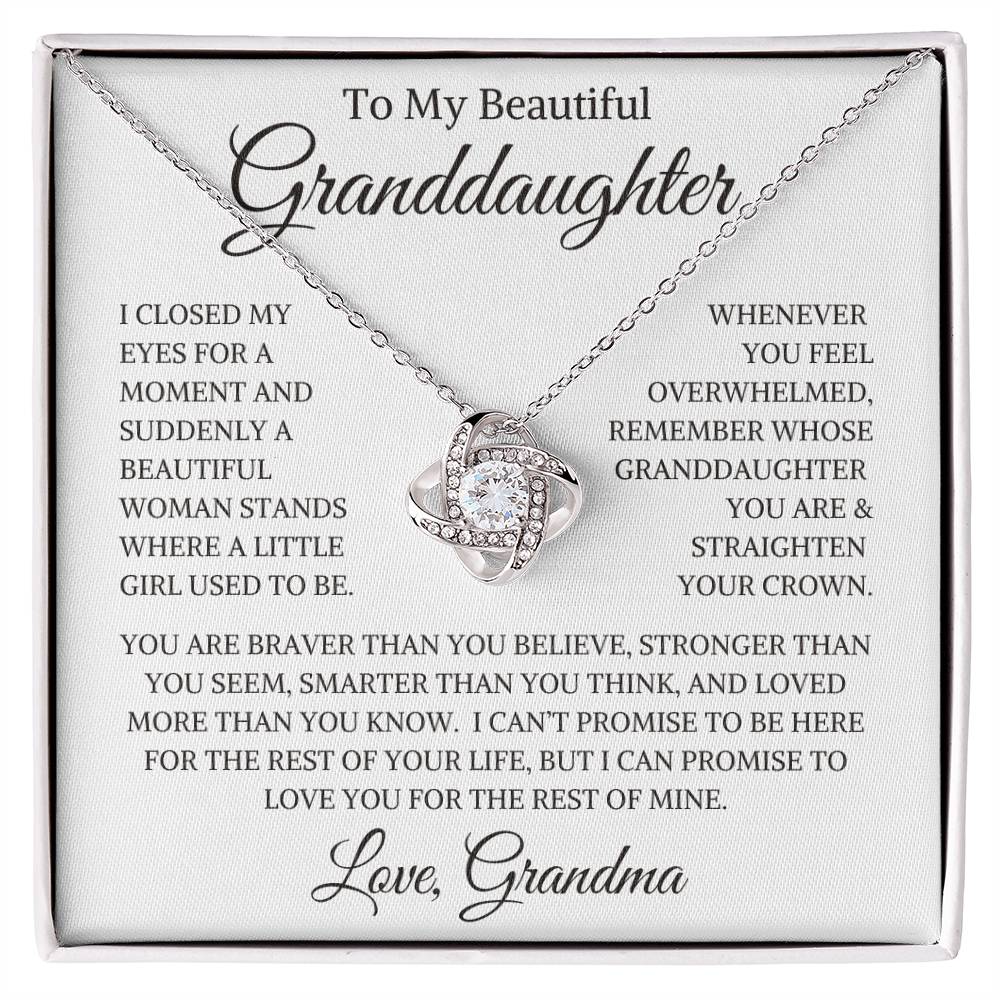 Granddaughter Love Grandma "Straighten Your Crown" | Love Knot Necklace