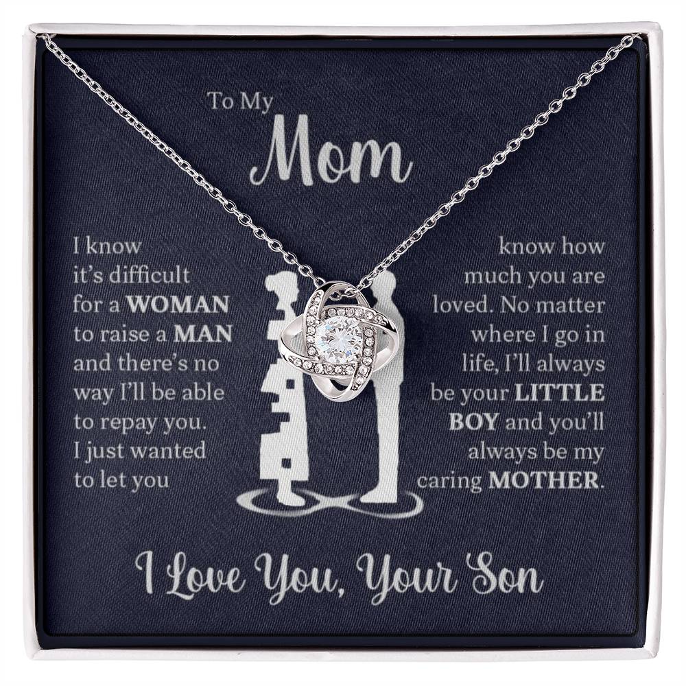 Mom / Son "Always Be Your LIttle Boy" | Love Knot Necklace - 14K White Gold Finish / Standard Box Shoptopia Jewelry
