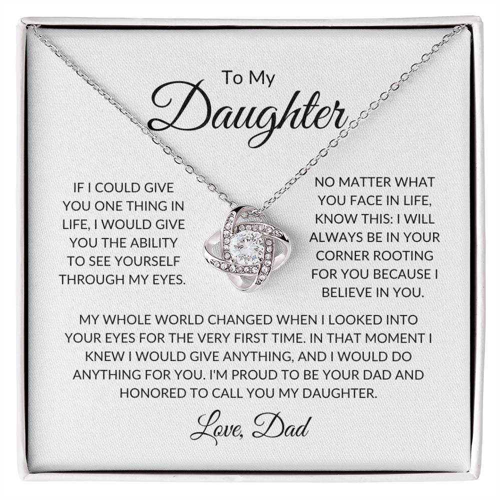 To My Daughter Love Dad | Love Knot Necklace - 14K White Gold Finish / Standard Box Shoptopia Jewelry