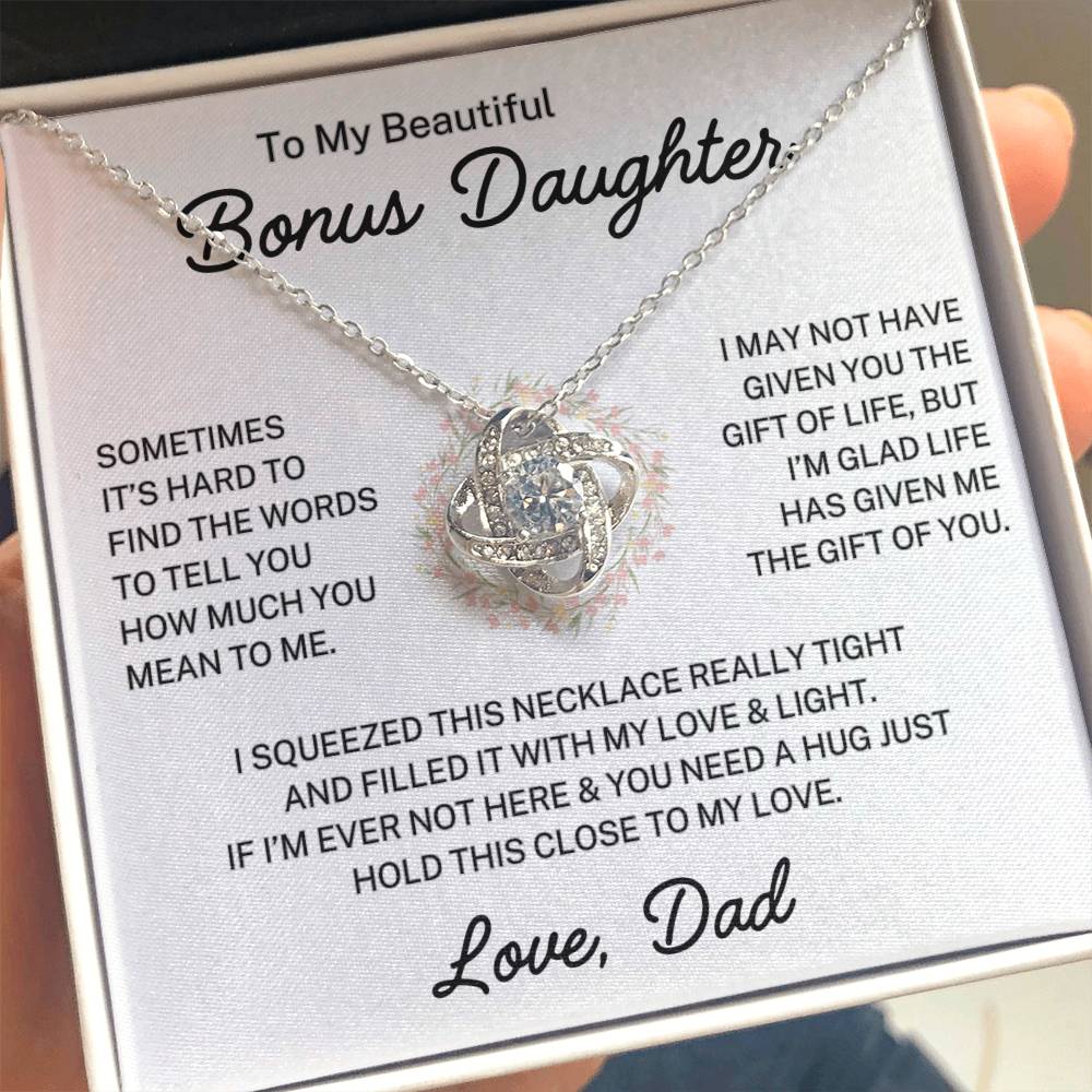 Bonus Daughter Love Dad "Hold This Close" | Love Knot Necklace
