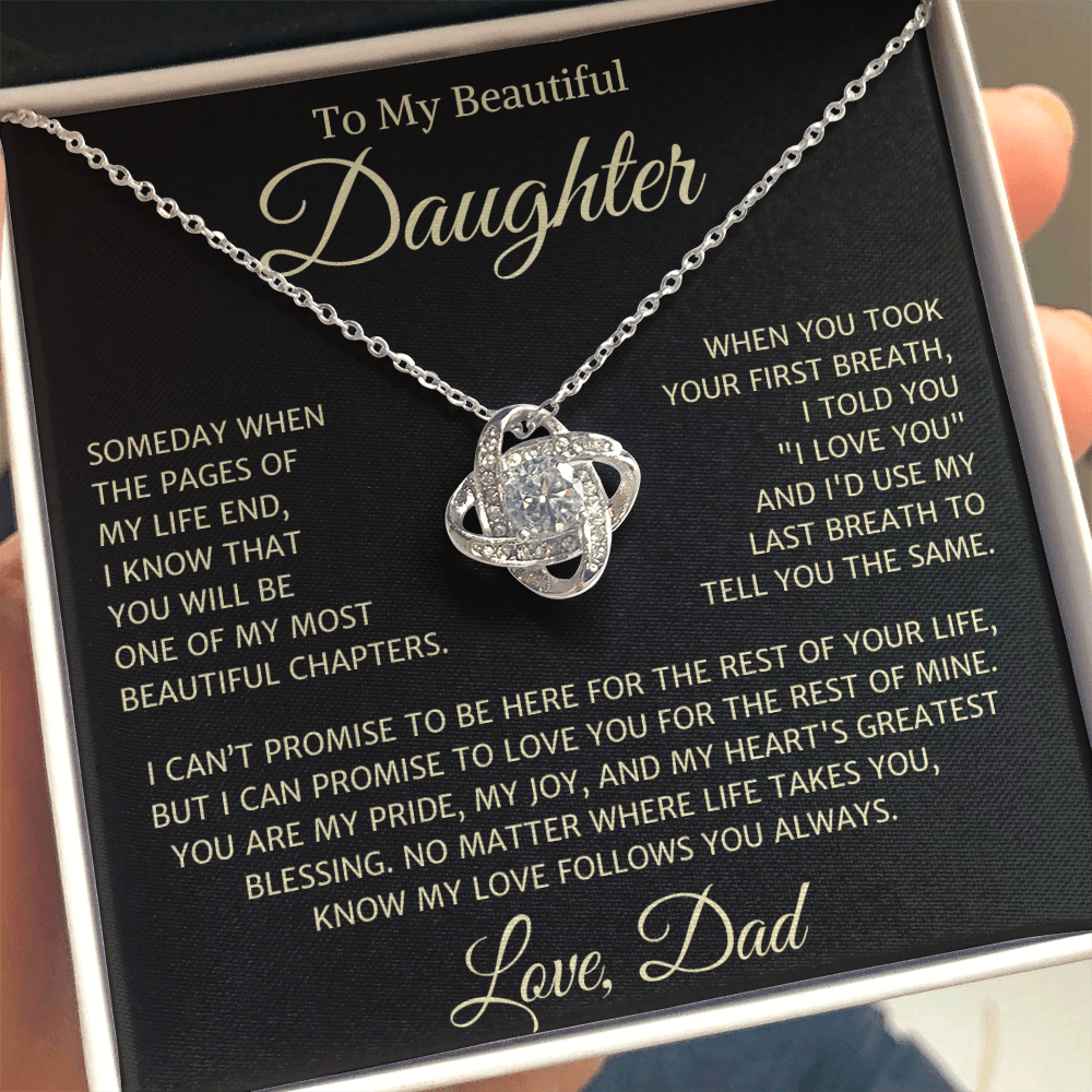 Daughter Love Dad "Your First Breath" Gold | Love Knot Necklace