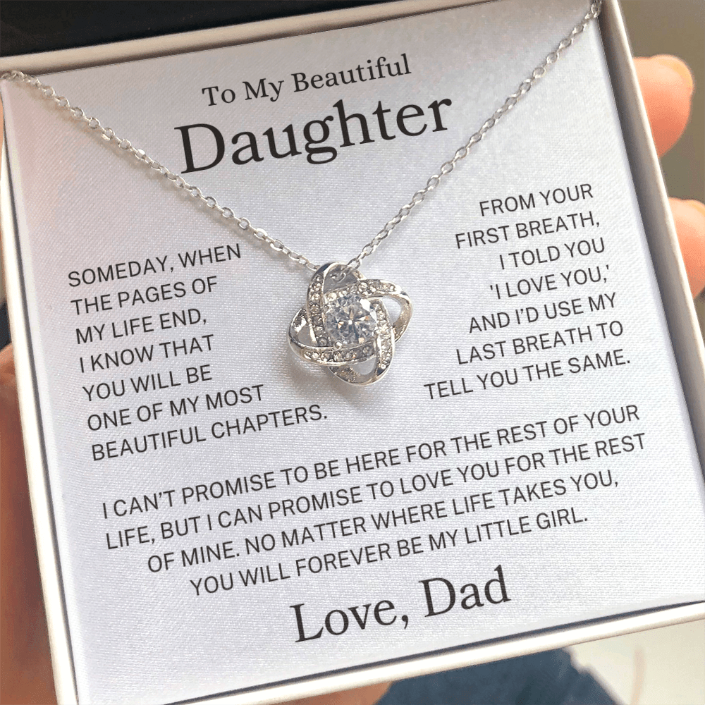 Daughter Love Dad "Forever My Little Girl" | Love Knot Necklace