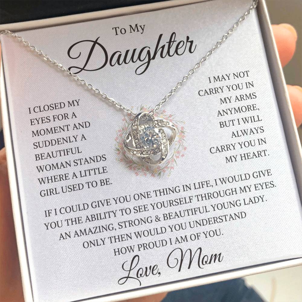 Daughter Love Mom "How Proud I Am" | Love Knot Necklace
