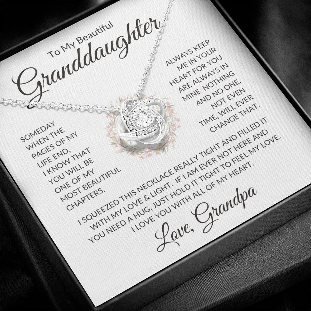 Granddaughter Love Grandpa "Most Beautiful Chapters" | Love Knot Necklace