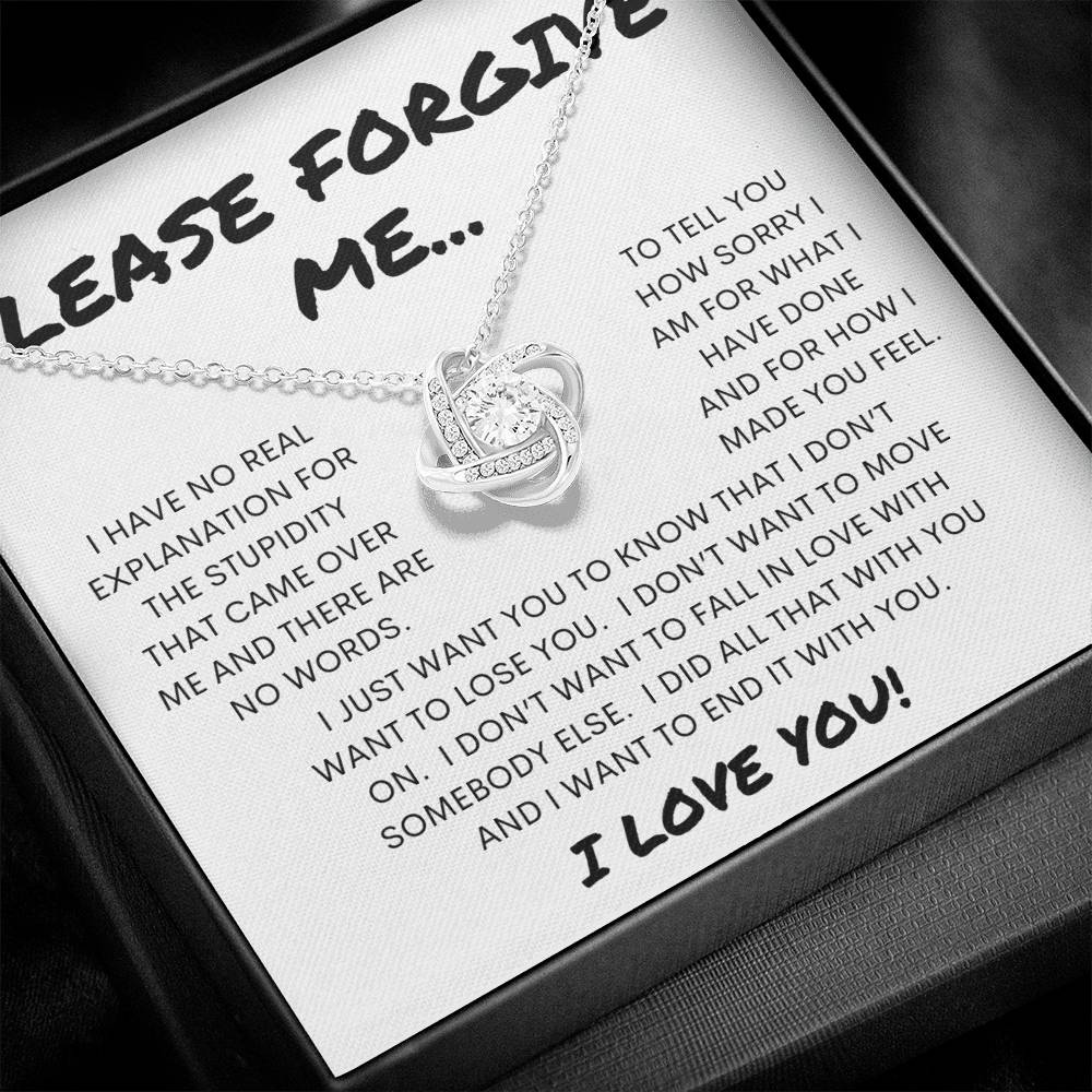Please Forgive Me | Love Knot Necklace - 14K White Gold Finish / Standard Box Shoptopia Jewelry