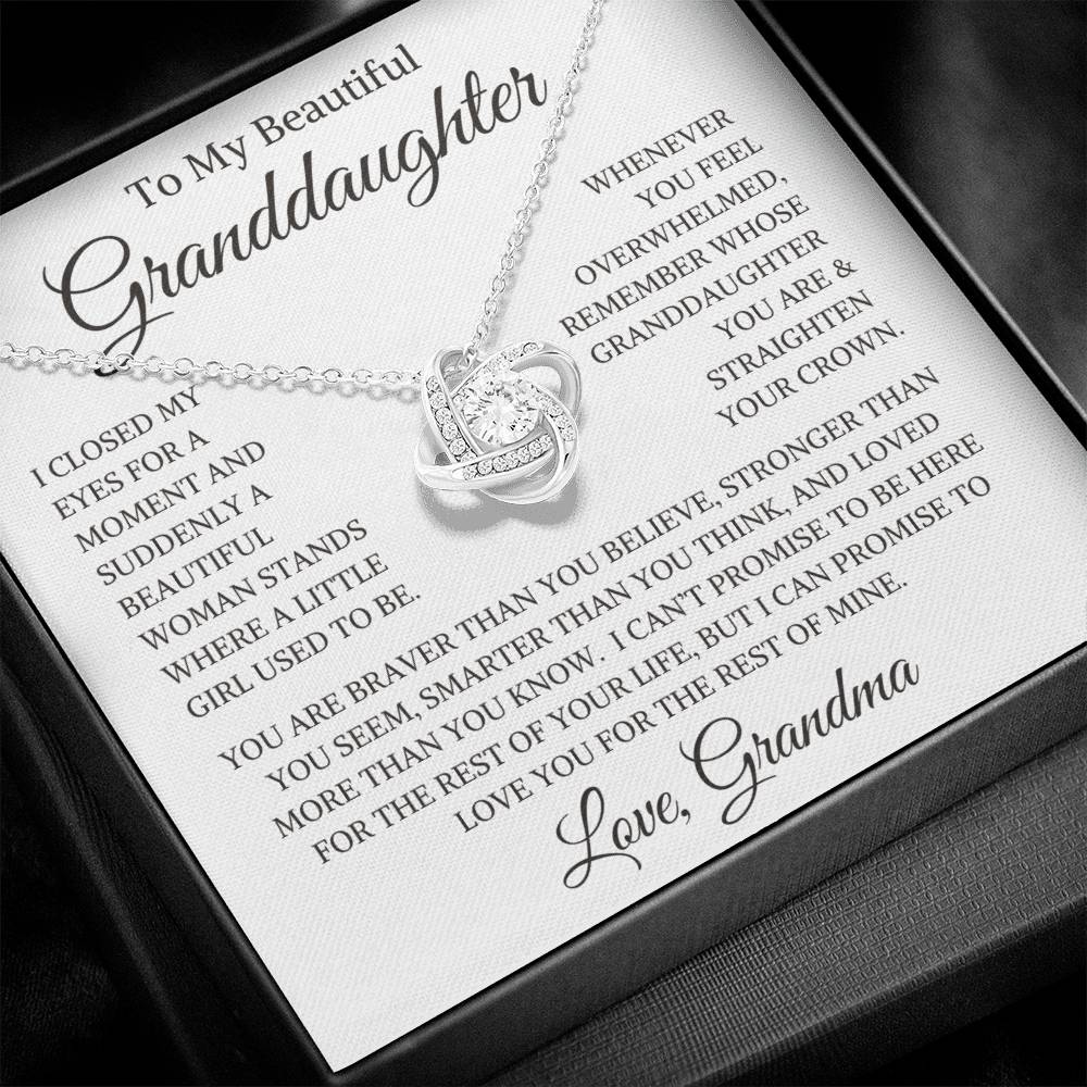 Granddaughter Love Grandma "Straighten Your Crown" | Love Knot Necklace