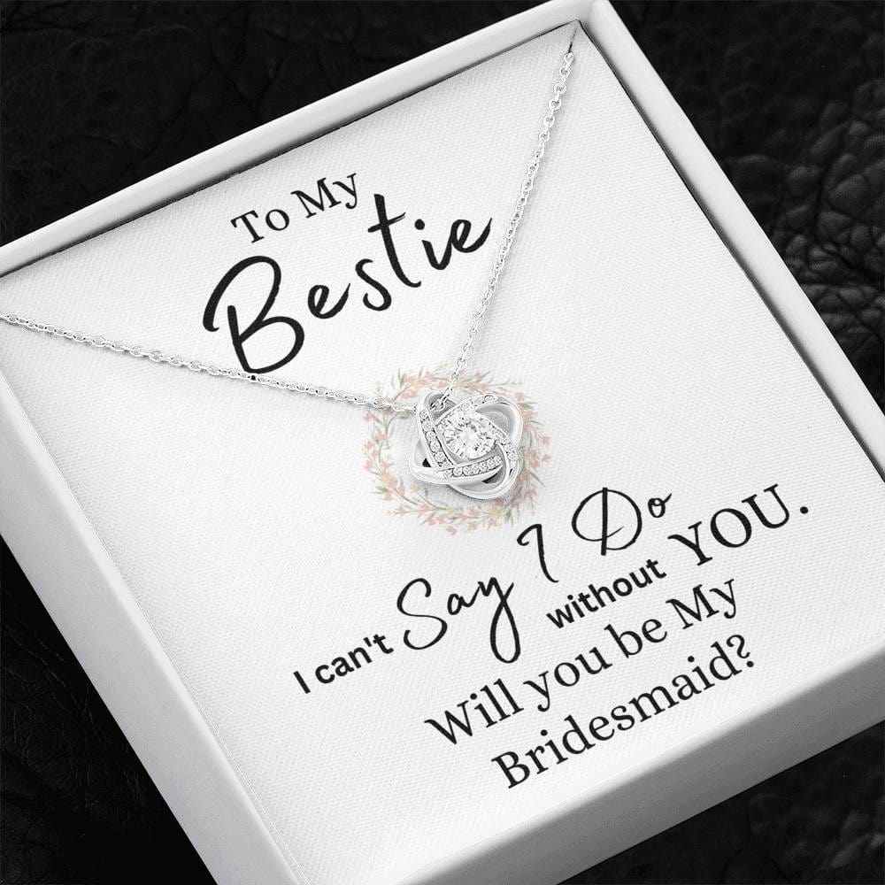 To My Bestie Be My Bridesmaid | Love Knot Necklace - 14K White Gold Finish / Standard Box Shoptopia Jewelry