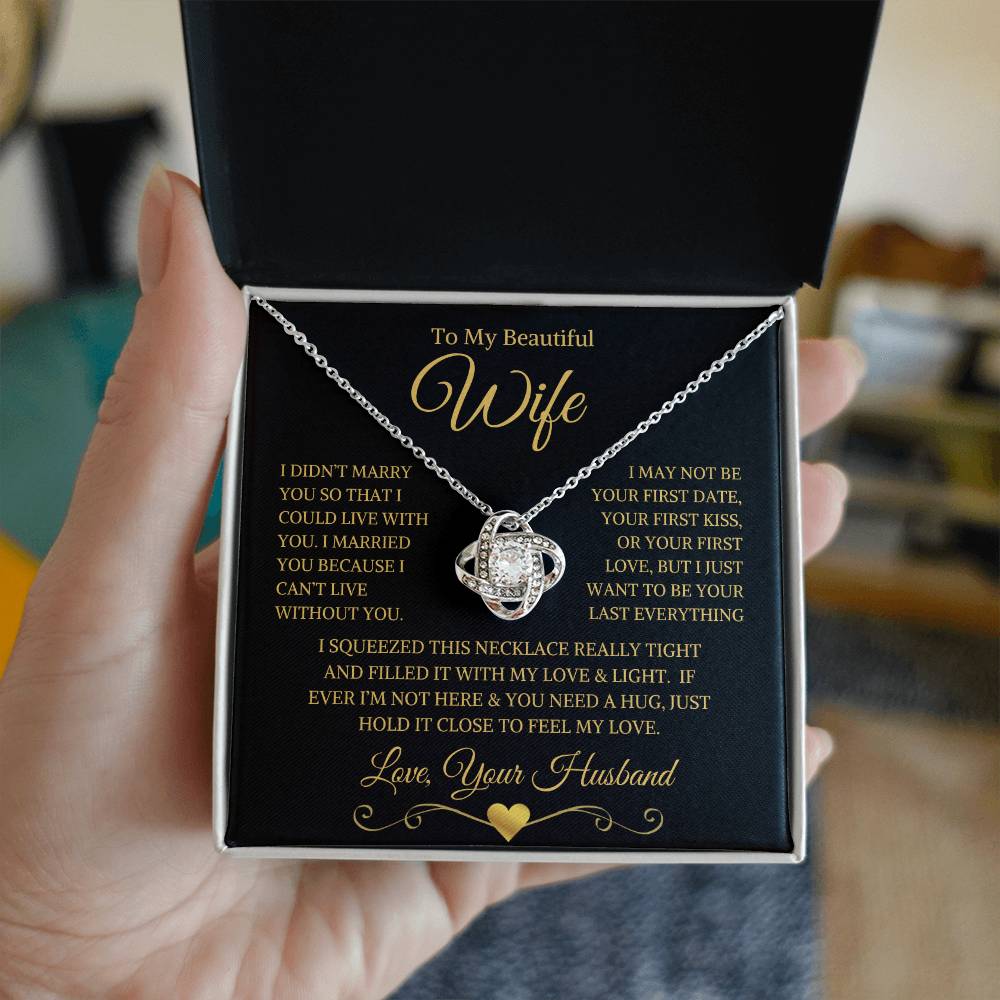 Wife "I Can't Live Without You" Gold | Love Knot Necklace - Shoptopia Jewelry