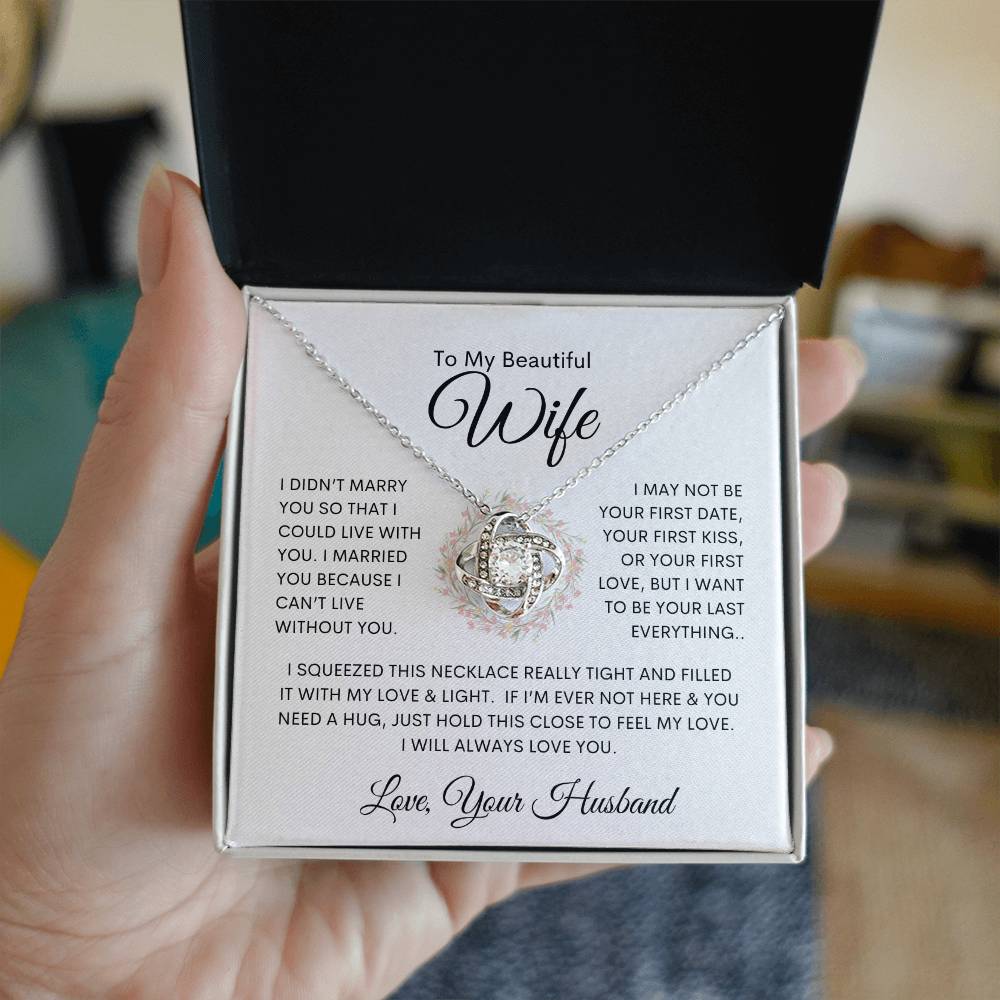 To My Beautiful Wife, Last Everything | Love Knot Necklace - Shoptopia Jewelry