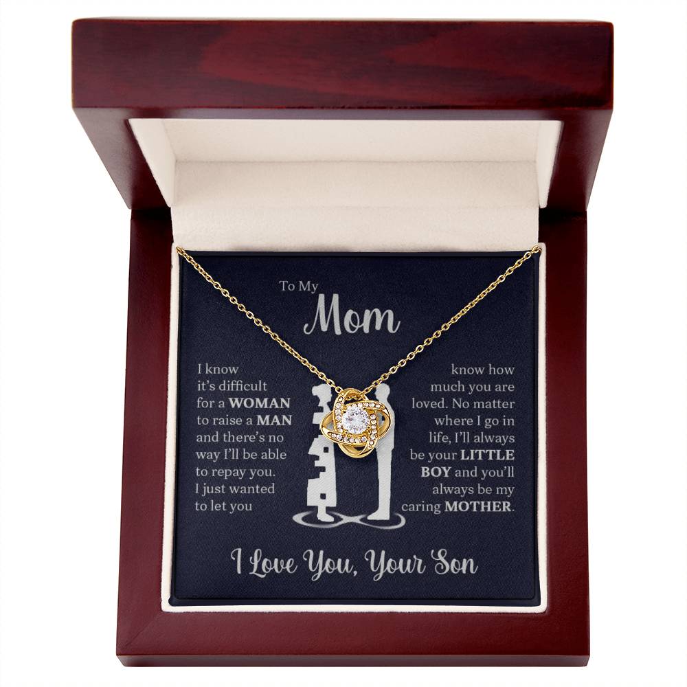 Mom / Son "Always Be Your LIttle Boy" | Love Knot Necklace - 18K Yellow Gold Finish / Luxury Box Shoptopia Jewelry