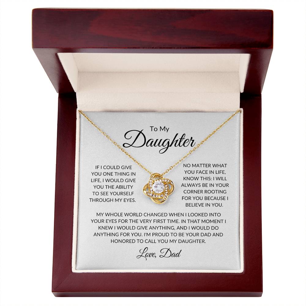 To My Daughter Love Dad | Love Knot Necklace - 18K Yellow Gold Finish / Luxury Box Shoptopia Jewelry