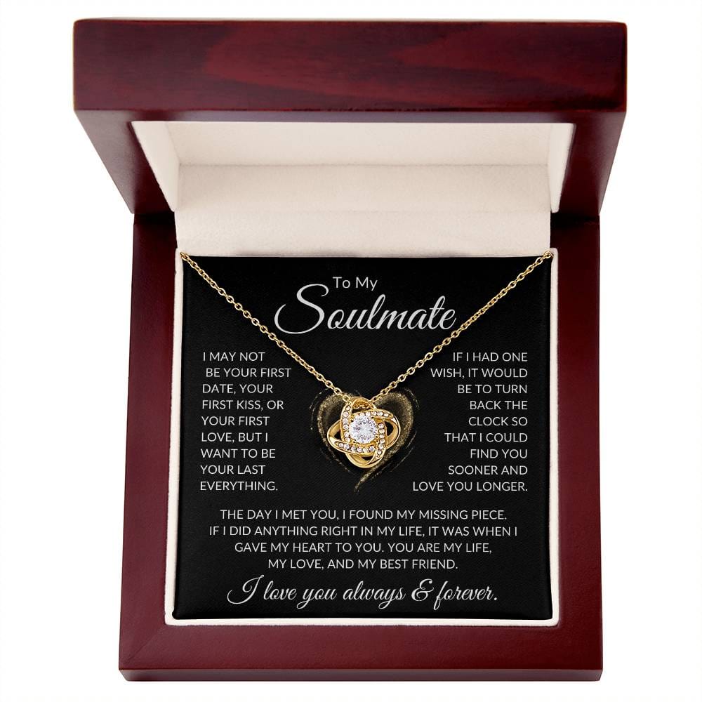 Soulmate "Missing Piece" | Love Knot Necklace - 18K Yellow Gold Finish / Luxury Box with LED Light Shoptopia Jewelry