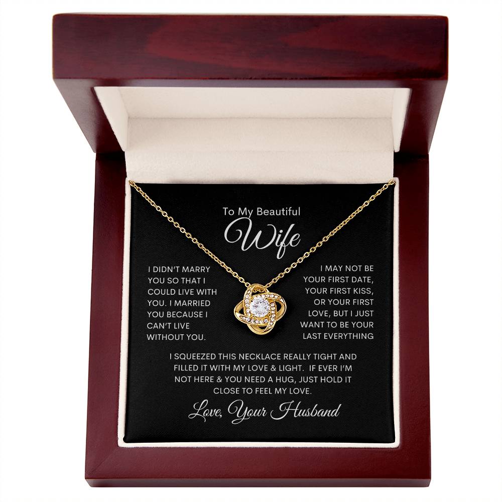 To My Beautiful Wife | Love Knot Necklace - 18K Yellow Gold Finish / Luxury Box Shoptopia Jewelry