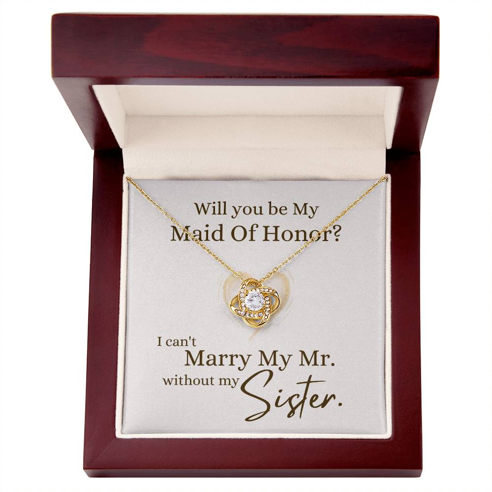 Maid of Honor "Marry My Mr" | Love Knot Necklace - 18K Yellow Gold Finish / Luxury Box Shoptopia Jewelry