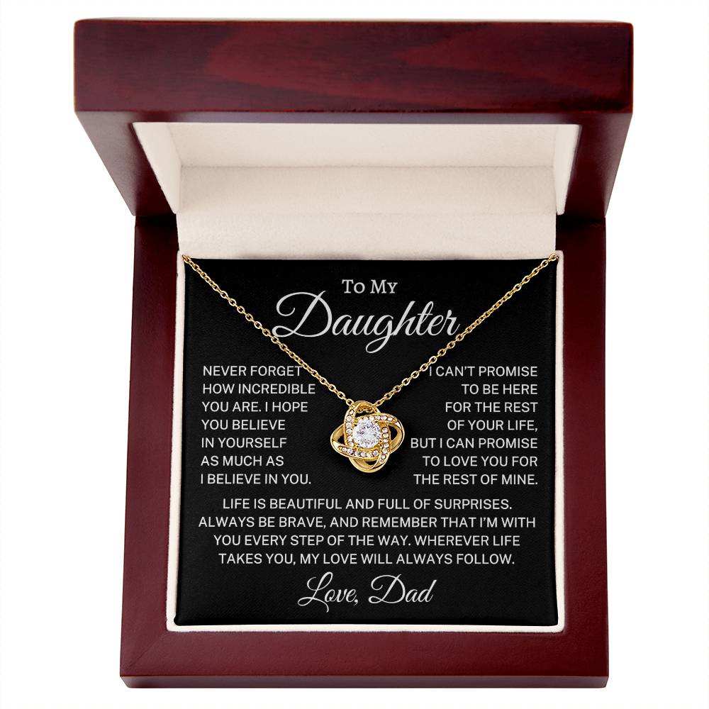Gift for My Daughter "My Love Will Follow" | Love Knot Necklace