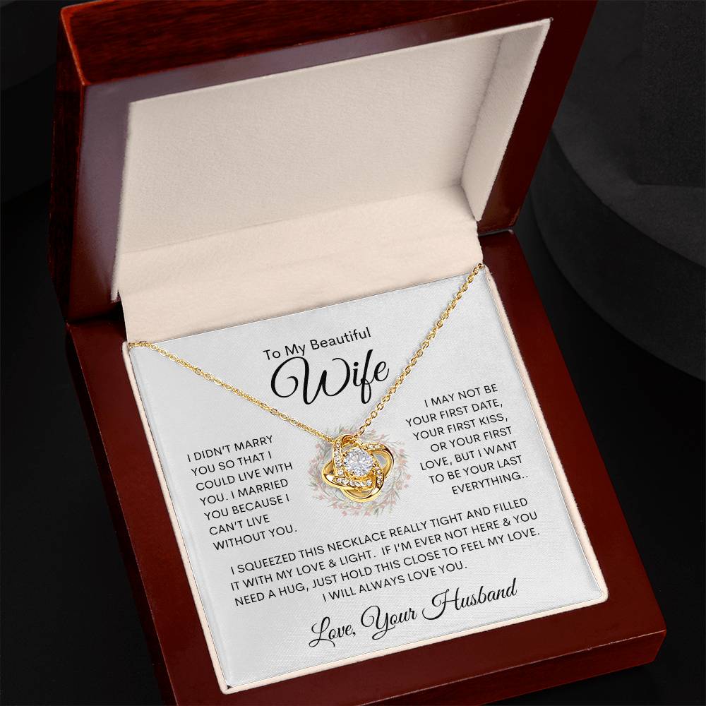 To My Beautiful Wife, Last Everything | Love Knot Necklace - Shoptopia Jewelry