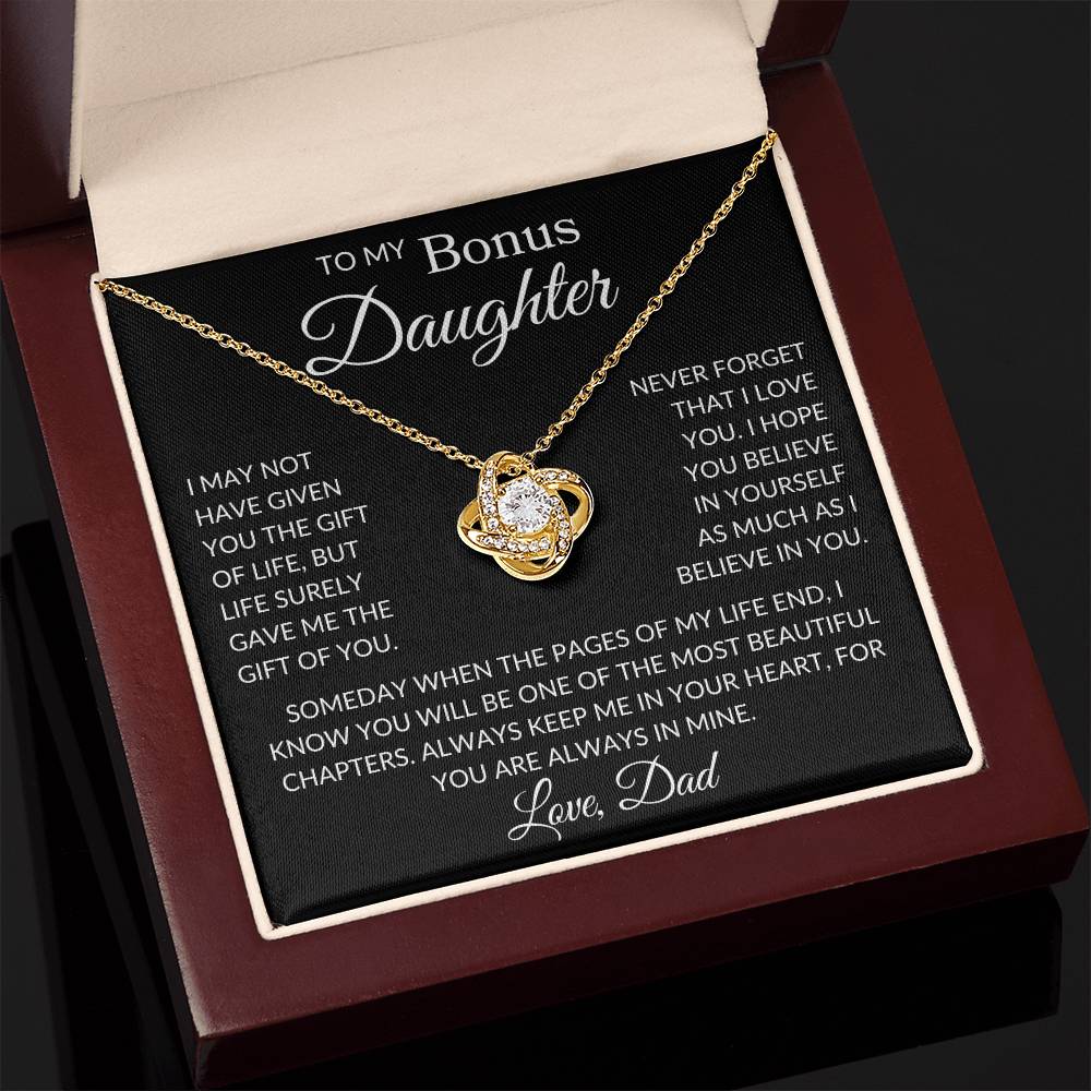 Gift for Bonus Daughter Love Dad "Gift of You" | Love Knot Necklace