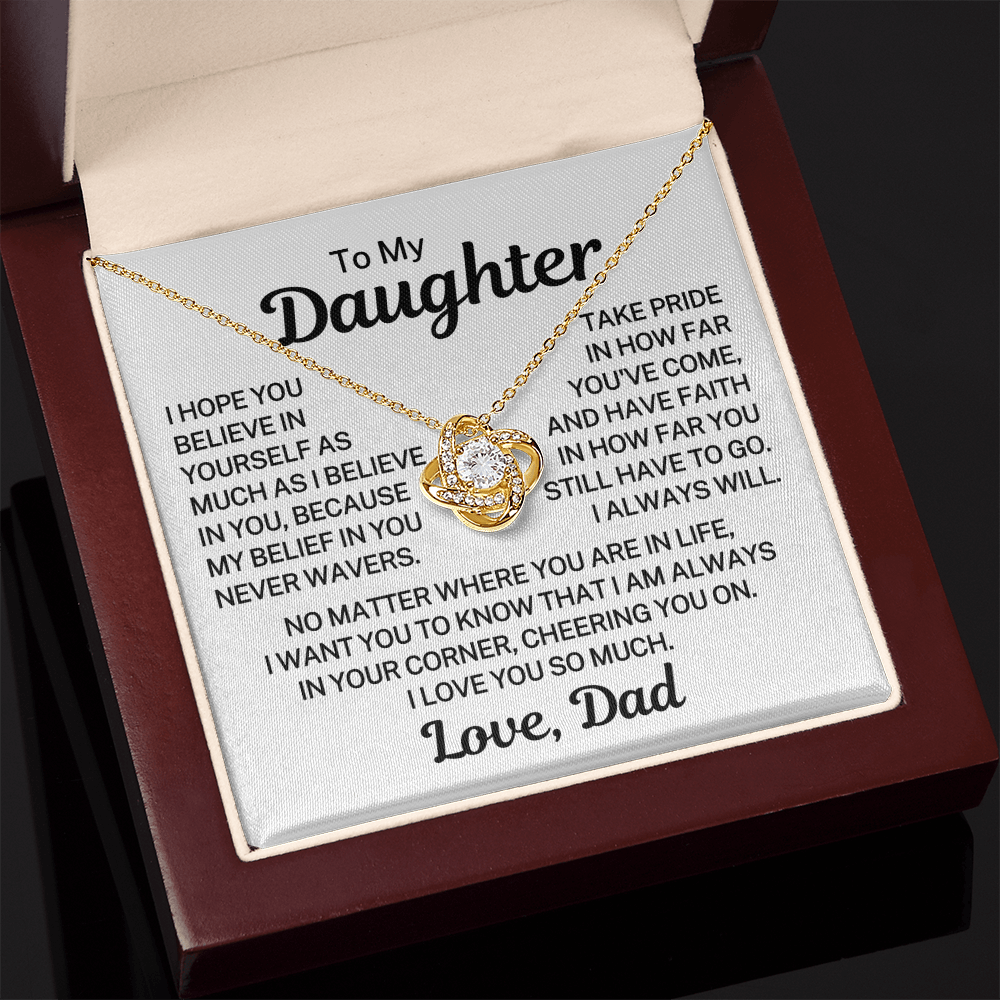 Gift for My Daughter "I Believe In You" | Love Knot Necklace