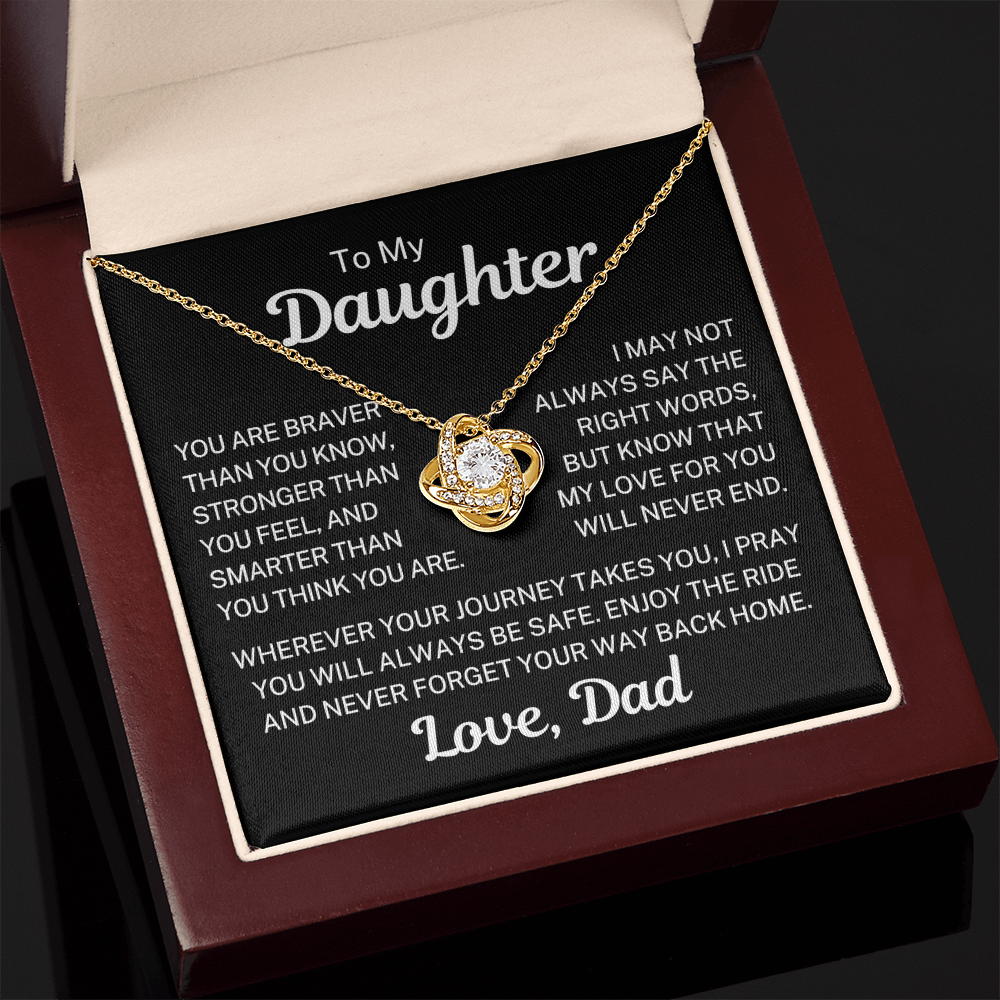Gift for My Daughter "Never Forget Your Way Back Home" | Love Knot Necklace