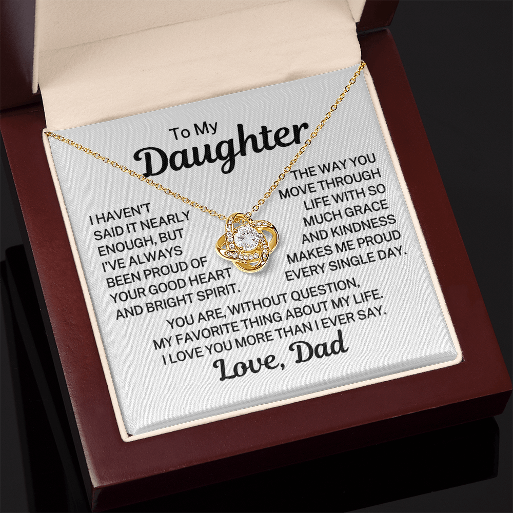 Gift for My Daughter "My Favorite Thing About My Life" | Love Knot Necklace