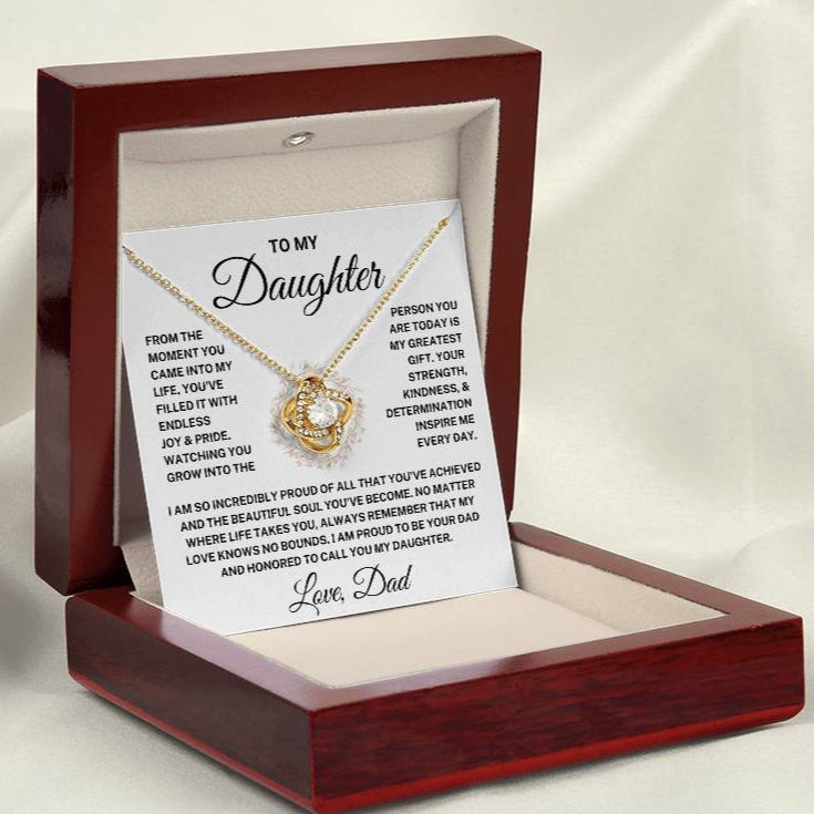 Gift for Daughter from Dad "My Greatest Gift" | Love Knot Necklace