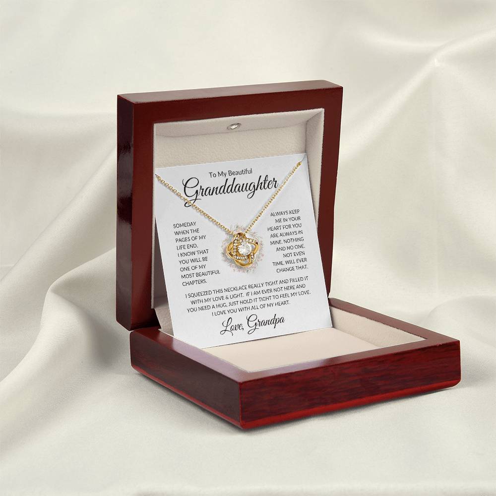 Granddaughter Love Grandpa "Most Beautiful Chapters" | Love Knot Necklace
