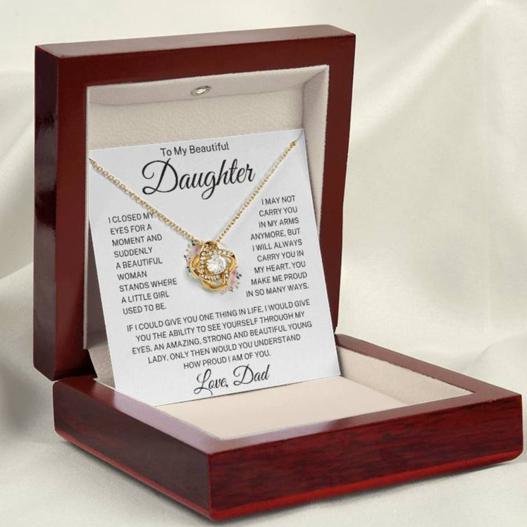 Daughter Love Dad "How Proud I Am" | Love Knot Necklace