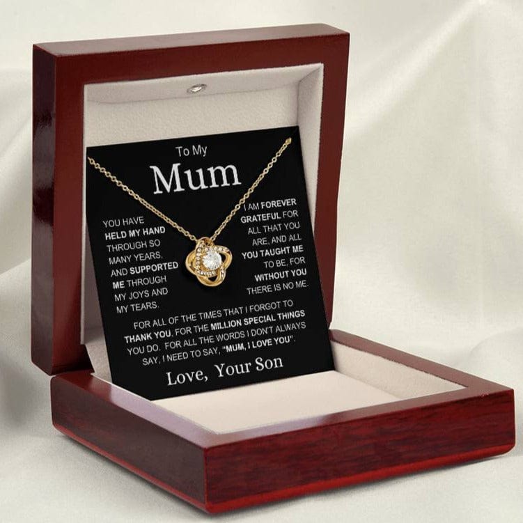 Mum Love Son "Million Special Things" | Love Knot Necklace - 18K Yellow Gold Finish / Luxury Box Shoptopia Jewelry