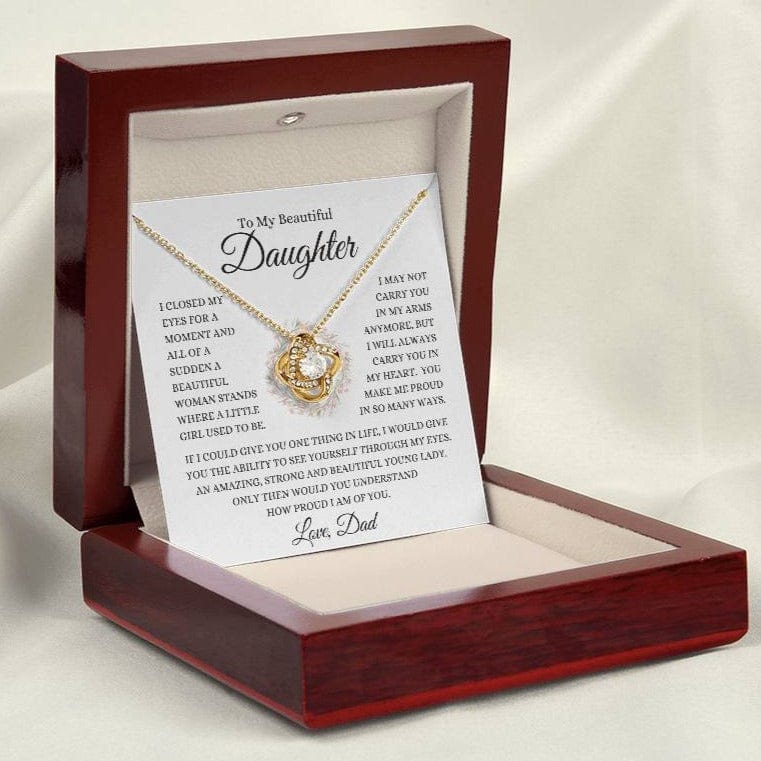 Daughter Love Dad "How Proud I Am" | Love Knot Necklace