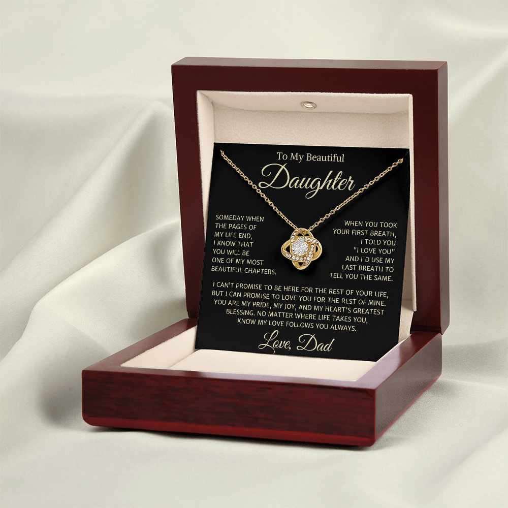 Daughter Love Dad "Your First Breath" Gold | Love Knot Necklace