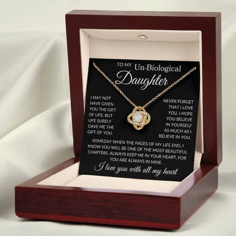 Daughter Un/Non Biological "Gift of You" | Love Knot Necklace - 18K Yellow Gold Finish / Luxury Mahogany Box with LED Lights Shoptopia Jewelry