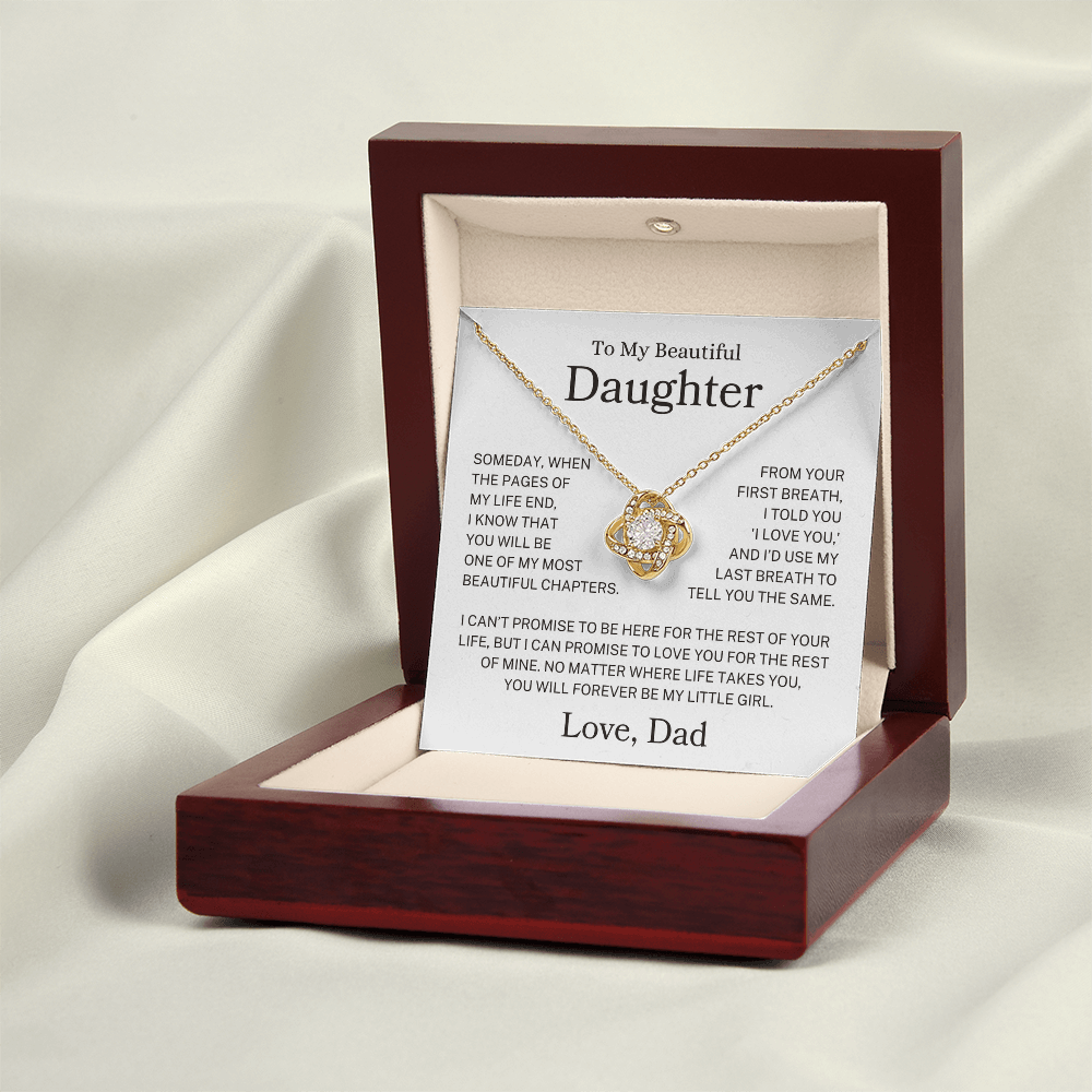 Daughter Love Dad "Forever My Little Girl" | Love Knot Necklace