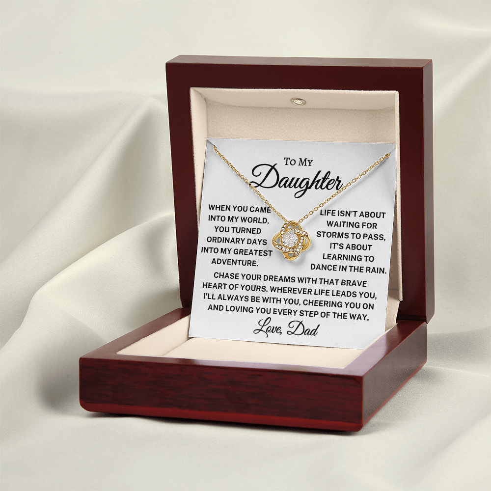 Gift for Daughter Love Dad "Greatest Adventure" | Love Knot Necklace