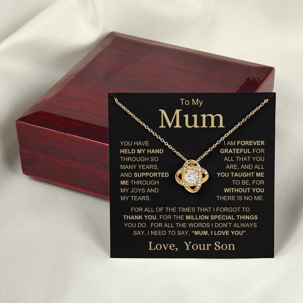 Mum Love Son Gold "Million Special Things" | Love Knot Necklace - Shoptopia Jewelry