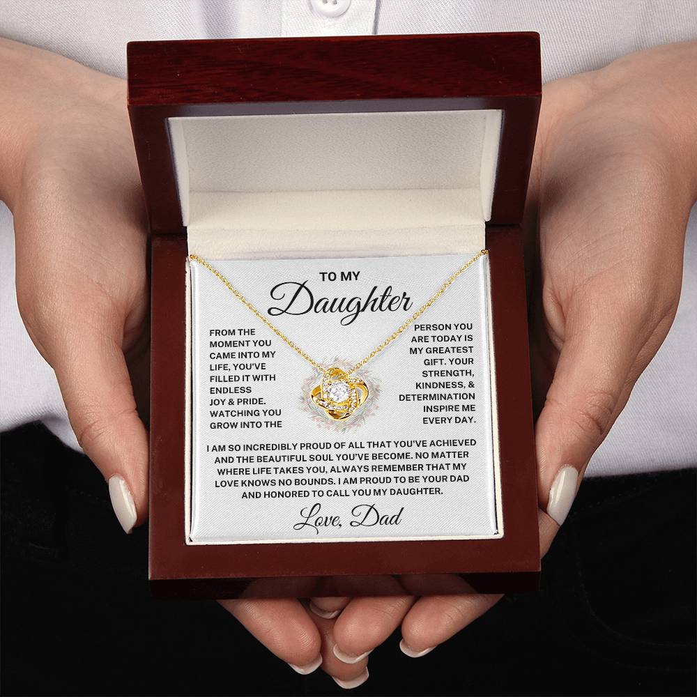 Gift for Daughter from Dad "My Greatest Gift" | Love Knot Necklace