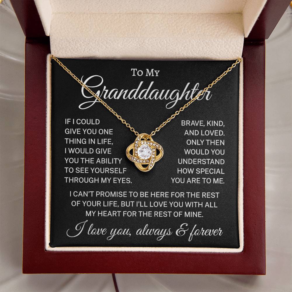 Gift for Granddaughter "Brave, Kind, and Loved" | Love Knot Necklace