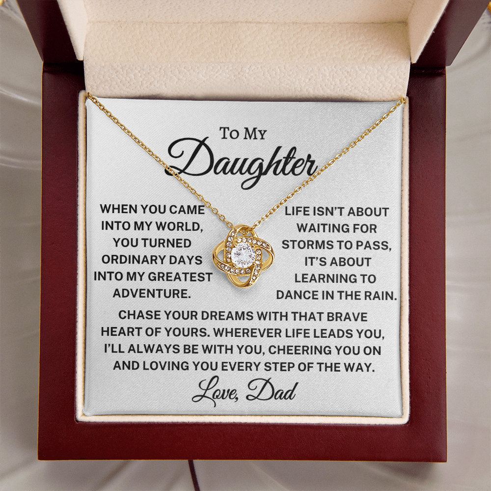 Gift for Daughter Love Dad "Greatest Adventure" | Love Knot Necklace