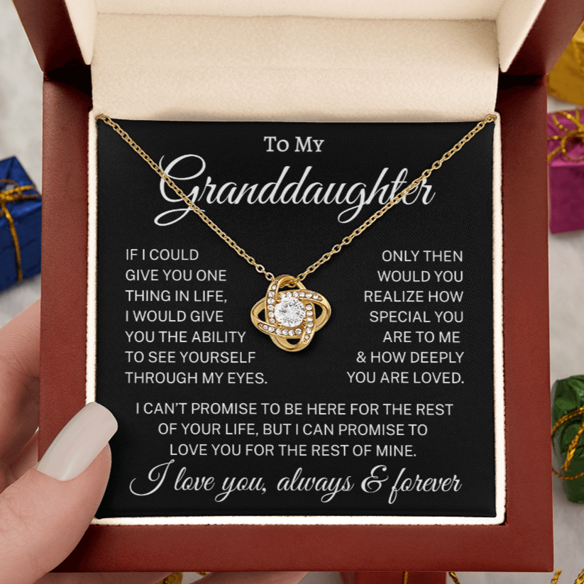 Gift for Granddaughter "How Deeply You Are Loved" | Love Knot Necklace