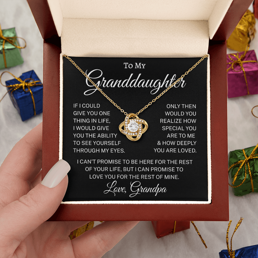Gift for Granddaughter From Grandpa "How Deeply You Are Loved" | Love Knot Necklace