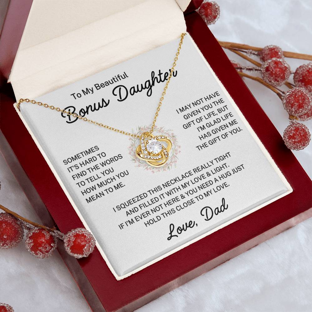 Bonus Daughter Love Dad "Hold This Close" | Love Knot Necklace